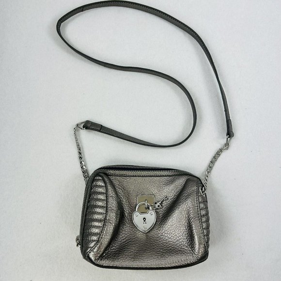 Juicy Couture Handbags - Juicy Couture Crossbody Leather Bag Y2K Metallic Purse Heart Chain